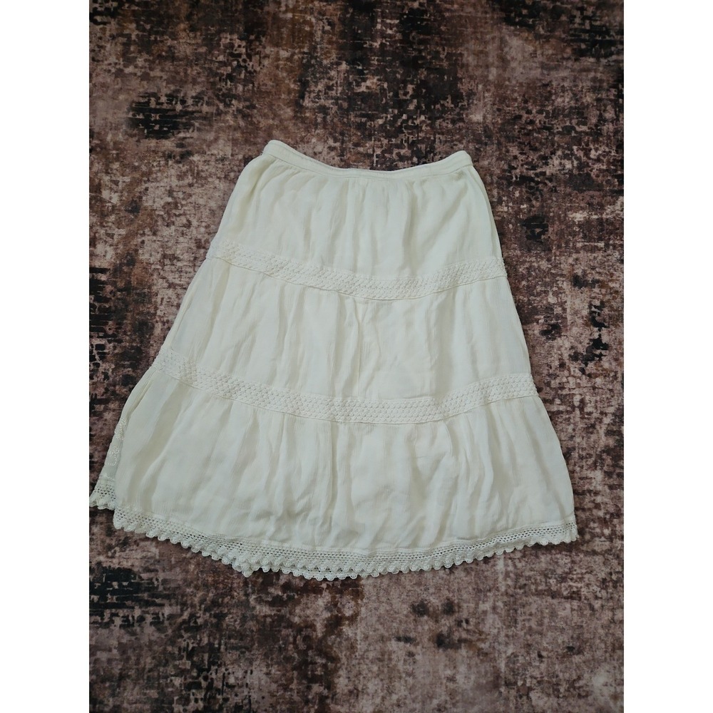 Studio West Apparel White Tiered Boho Midi Skirt Petite Small (PS) - Picture 10 of 12